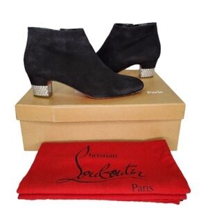 Christian Louboutin Black Suede Ankle Boots